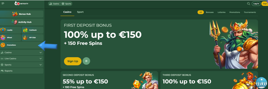 Betsixty casino bonus