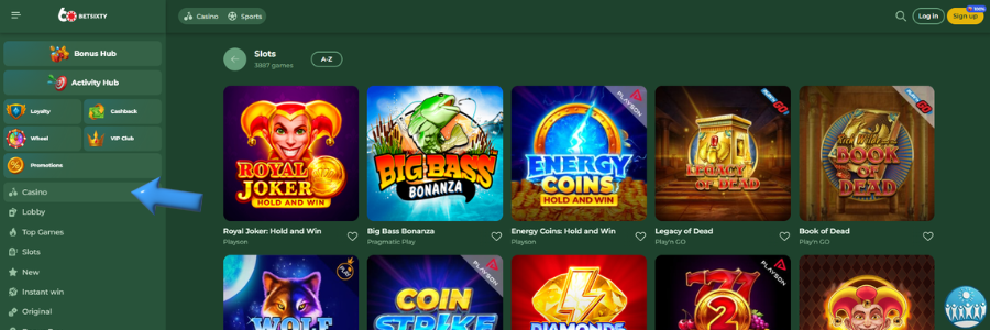 Betsixty casino spellen