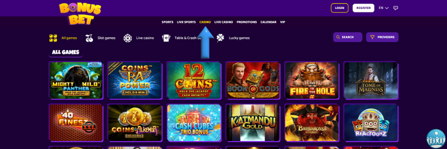 BonusBet casino spellen