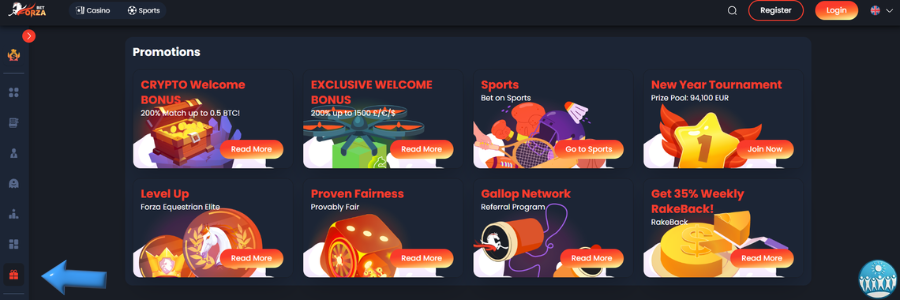 ForzaBet casino bonus