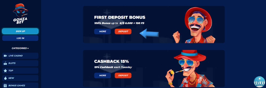 GonzaBet casino bonus