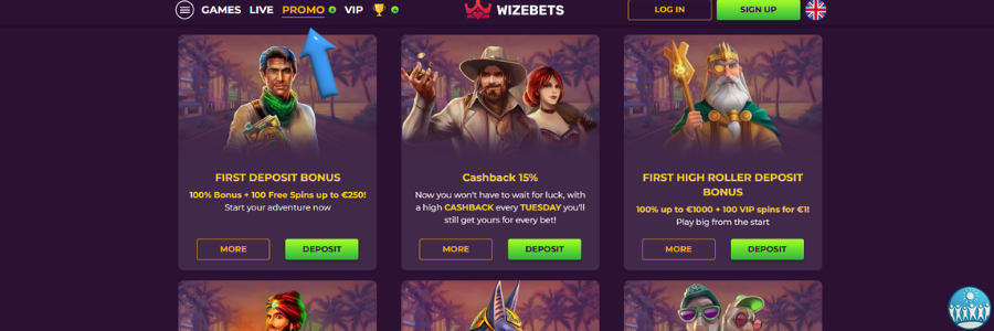 WizeBets Casino bonus