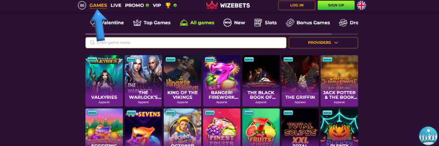 WizeBets Casino spellen