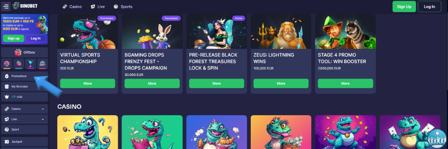 Binobet casino bonus