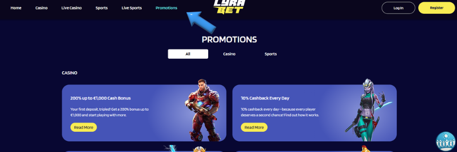 LyraBet casino bonus