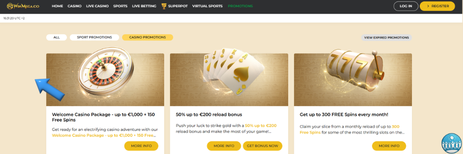 WinMega casino bonus